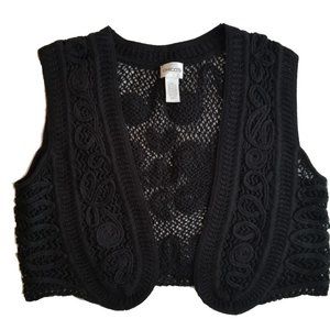 Chico's Black Knit Open Vest Black Size 1/ 8-10